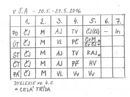 Rozvrh hodin na týden od 23.5. do 27.5.