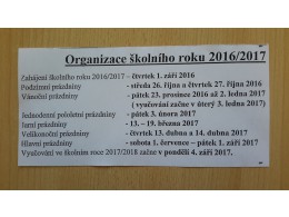 Organizace školního roku 2016/2017